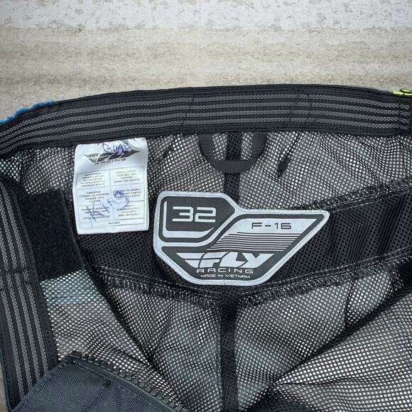 Vintage Fly Racing Motocross Pants Black Blue Yellow Grey Baggy Wide Leg Fit Y2K - Picture 4 of 4